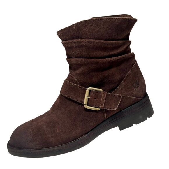 BORN Midway Engineer Ankle Boot Women size 9.5 Dark Brown Suede - Picture 1 of 5